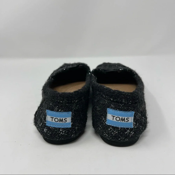 Toms Alpargata Flats Textured Black Glitter Wool Size 6 - Picture 5 of 6